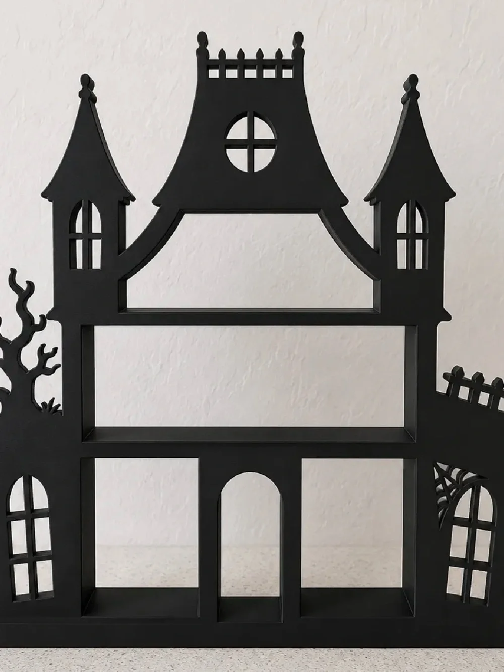 Black Decorative Haunted House Display Shelf | Halloween Decor